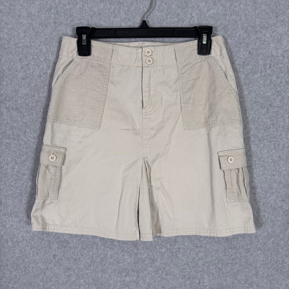 Vintage 90s Y2K Cherokee Cargo Skirt XL Tan Mini Utility Corduroy GORP Khaki